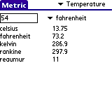 formulasMetric for Palm OS